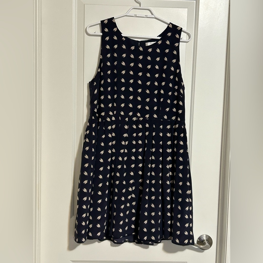 KENAR Blue patterned sleeveless dress 100% silk Size 10